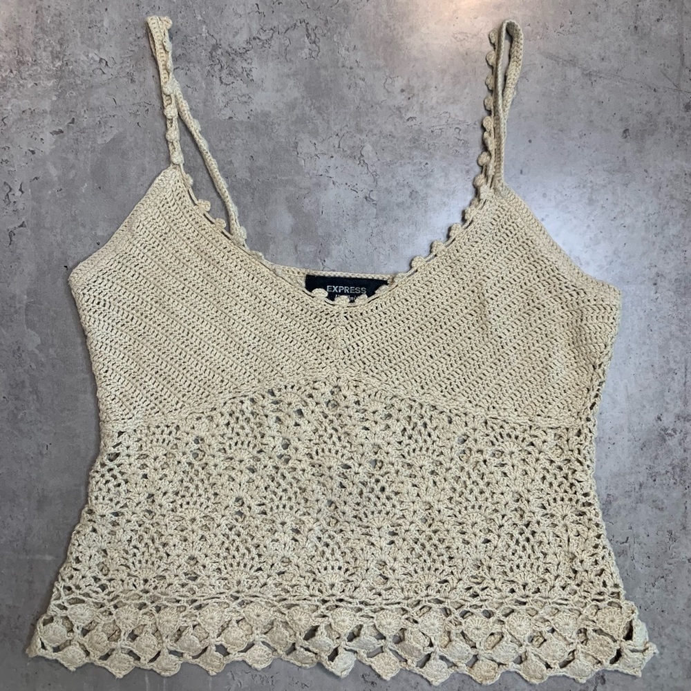 Express Handknit Crochet  Crop Top, Size M
